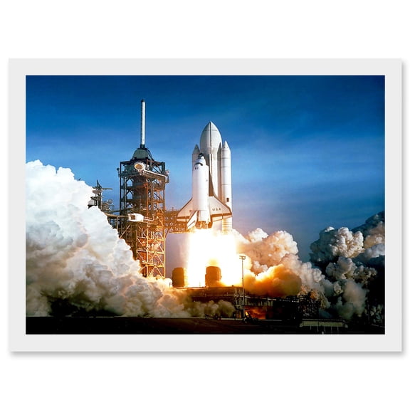 Space 1981 Shuttle Launch Number One Columbia NASA Artwork Framed Wall Art Print A4