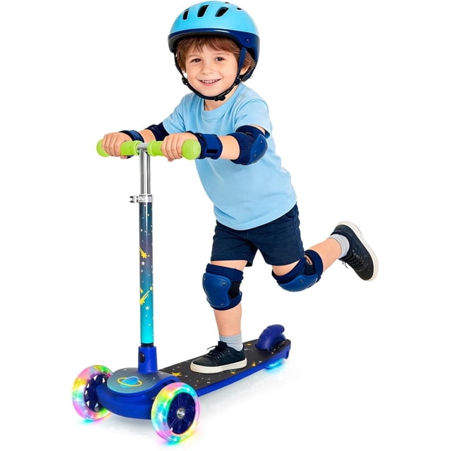 Ups Wheel Space 3-Wheel Toddler Kick Scooter with Adjustable Height, Light-Up ...