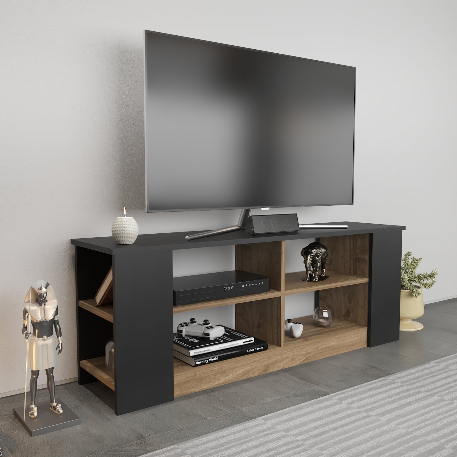 Space 55'' Modern TV Stand Console Table Entertainment Center for Up to ...