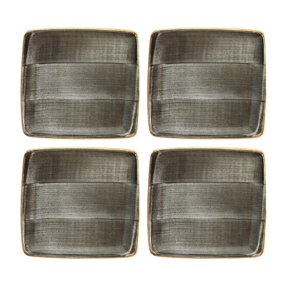 Space 6.25" x 5.75" Square Grey Porcelain Plate (Set of 4)