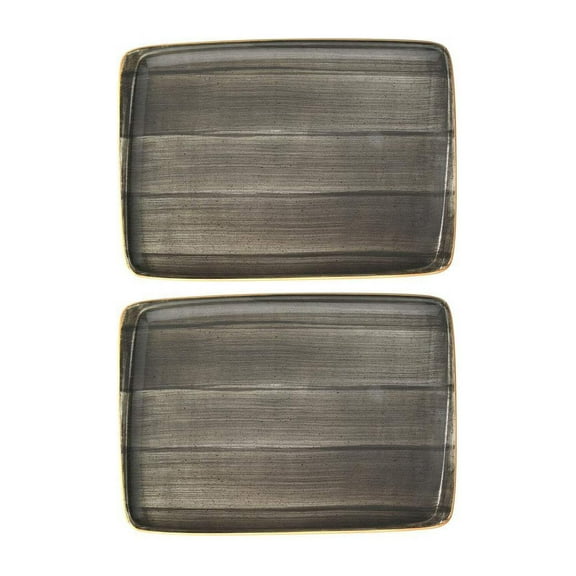 Space 9" x 6" Rectangular Grey Porcelain Plate (Set of 2)