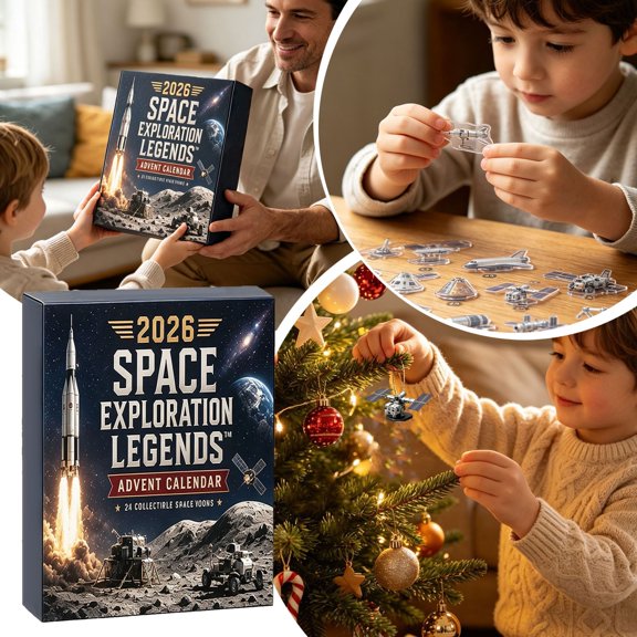 Space Advent Calendar, 24 Day Countdown With Rocket Charms Festive Surprise Box For Kids Bedrooms And Desks Christmas Decor for Bedrooms Shelves And Classrooms