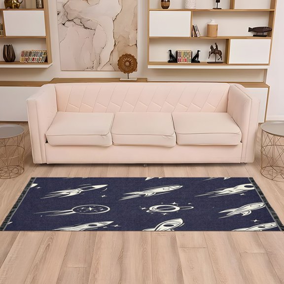 Space Adventure 72x23.5" Bedroom Runner Rug, Durable and Non-Slip for Hallways and Living Rooms
