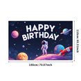 thumbnail image 1 of Space Adventure Happy Birthday Banner Astronaut Design Planet Theme Rocket Illustration for Kids Birthday Party Indoor Decoration Celebration, 1 of 7