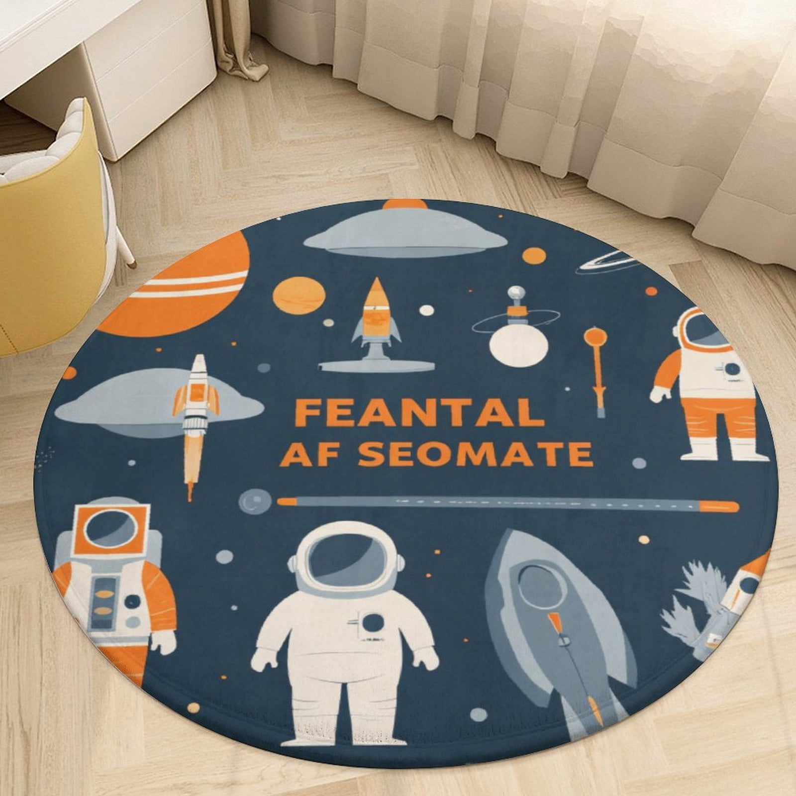 Space Adventure Icons Set-1 Round Area Rugs for Bedroom Living Room ...