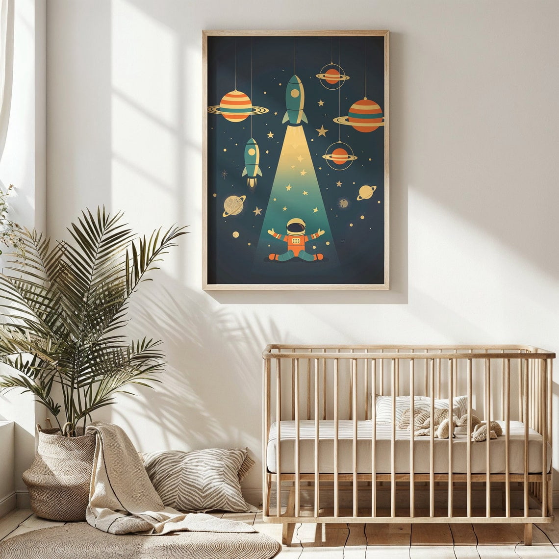 Space Adventure Nursery Wall Art Kids Posters Decor Gift, Astronaut And ...
