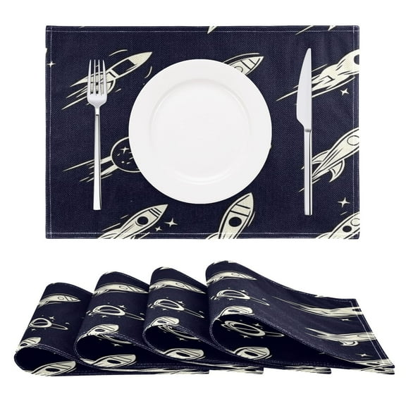 Space Adventure Reversible Placemat Non Slip Coffee Mat 18x12 Inch for Dining, Kitchen, Coffee