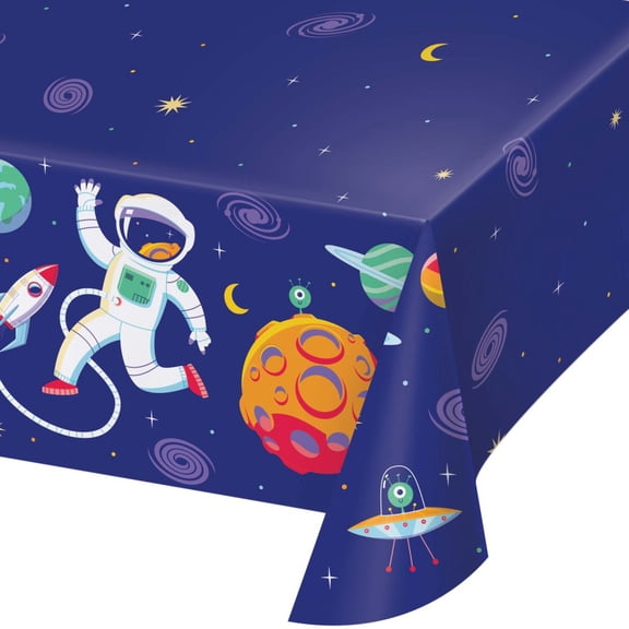 Space Adventures Paper Tablecloth 54" x 96" Outer Space Theme Paper Tablecloth
