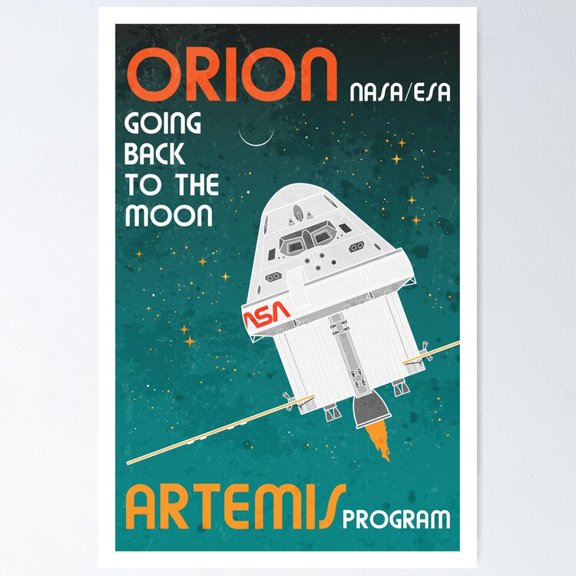 Space Agency Moon Exploration Lunar Program Blueprint Wall Art Science Decor, Unframed Poster