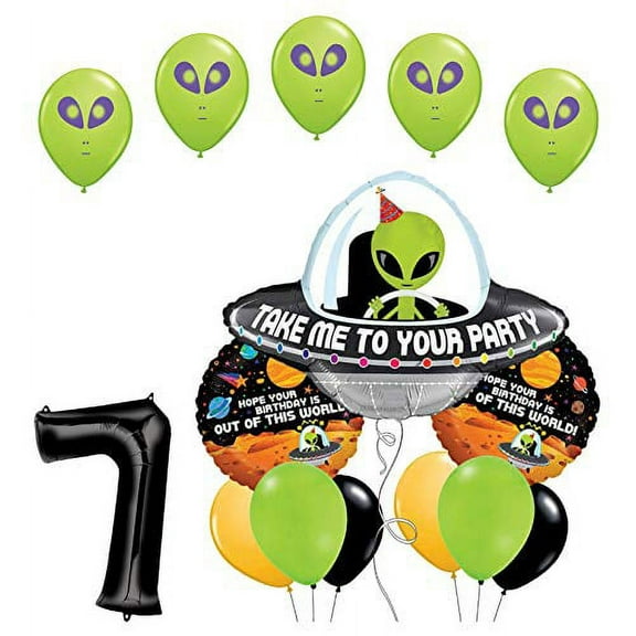 Space Alien 7th Birthday Party Supplies Balloon Bouquet Decorations