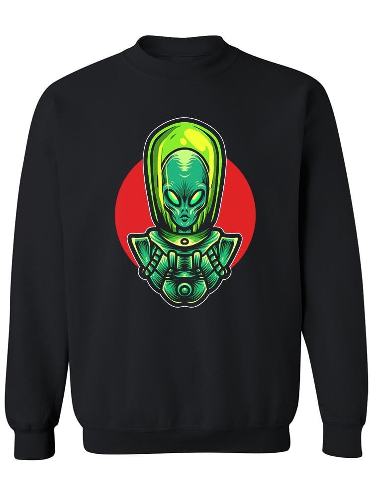 Space Alien Design Sweatshirt Men -Image by Shutterstock, Male XX-Large ...