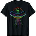 thumbnail image 1 of Space Alien UFO Neon Lights Rave Alien Lovers T-Shirt, 1 of 5