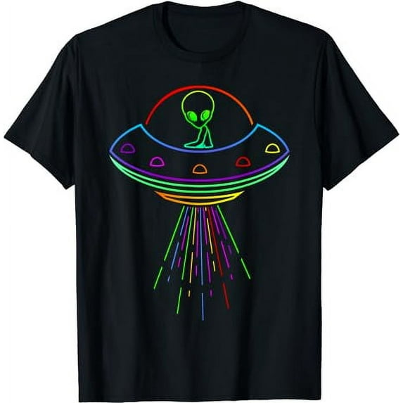 Space Alien UFO Neon Lights Rave Alien Lovers T-Shirt