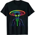 thumbnail image 1 of Space Alien UFO Neon Lights Rave Alien Lovers T-Shirt, 1 of 5