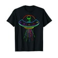 thumbnail image 1 of Space Alien UFO Neon Lights Rave Alien Lovers T-Shirt, 1 of 5