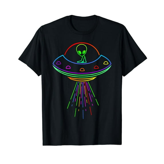 Space Alien UFO Neon Lights Rave Alien Lovers T-Shirt