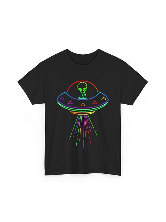 Space Alien UFO Neon Lights Rave Lovers MM Creative Graphic For Special Occasions T-Shirt, Size S-5XL