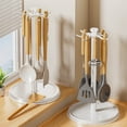 thumbnail image 1 of Space Aluminum 360 Degree Rotating Spatula Rack, Countertop Utensil Holder with Water Tray, Standing Spoon and Ladle Organizer for Kitchen Tools and Cooking Accessories, 1 of 6