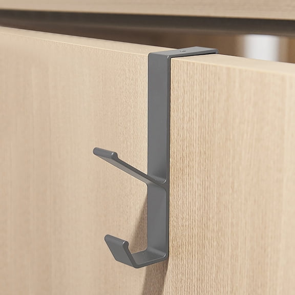 Space Aluminum Door Hook No Drilling, Heavy Duty Over the Door Hook for Clothes, Coats, Hats, Towels, Bedroom Storage, Entryway Organizer, Wall Hanging Hook, No Punch Double Hook