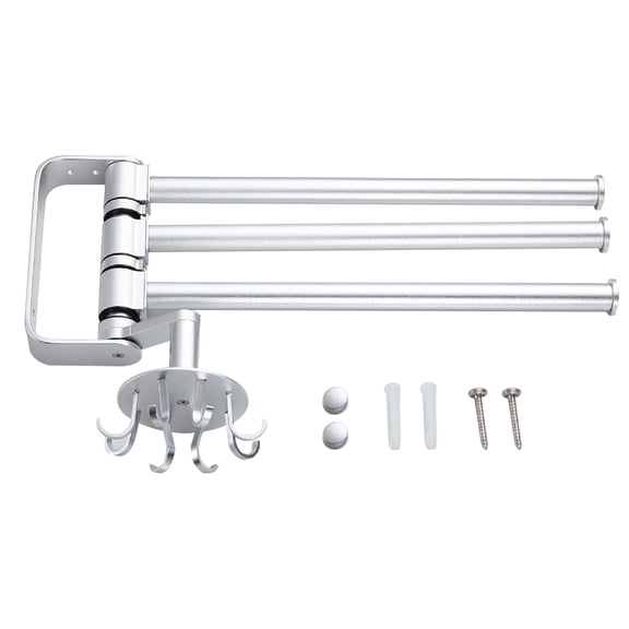 Space Aluminum Rotating Towel Rack Pot Shovel Paper Tissue Holder for Home Kitchen Bathroom Swing Towels Bar Hanger Storage Organizer