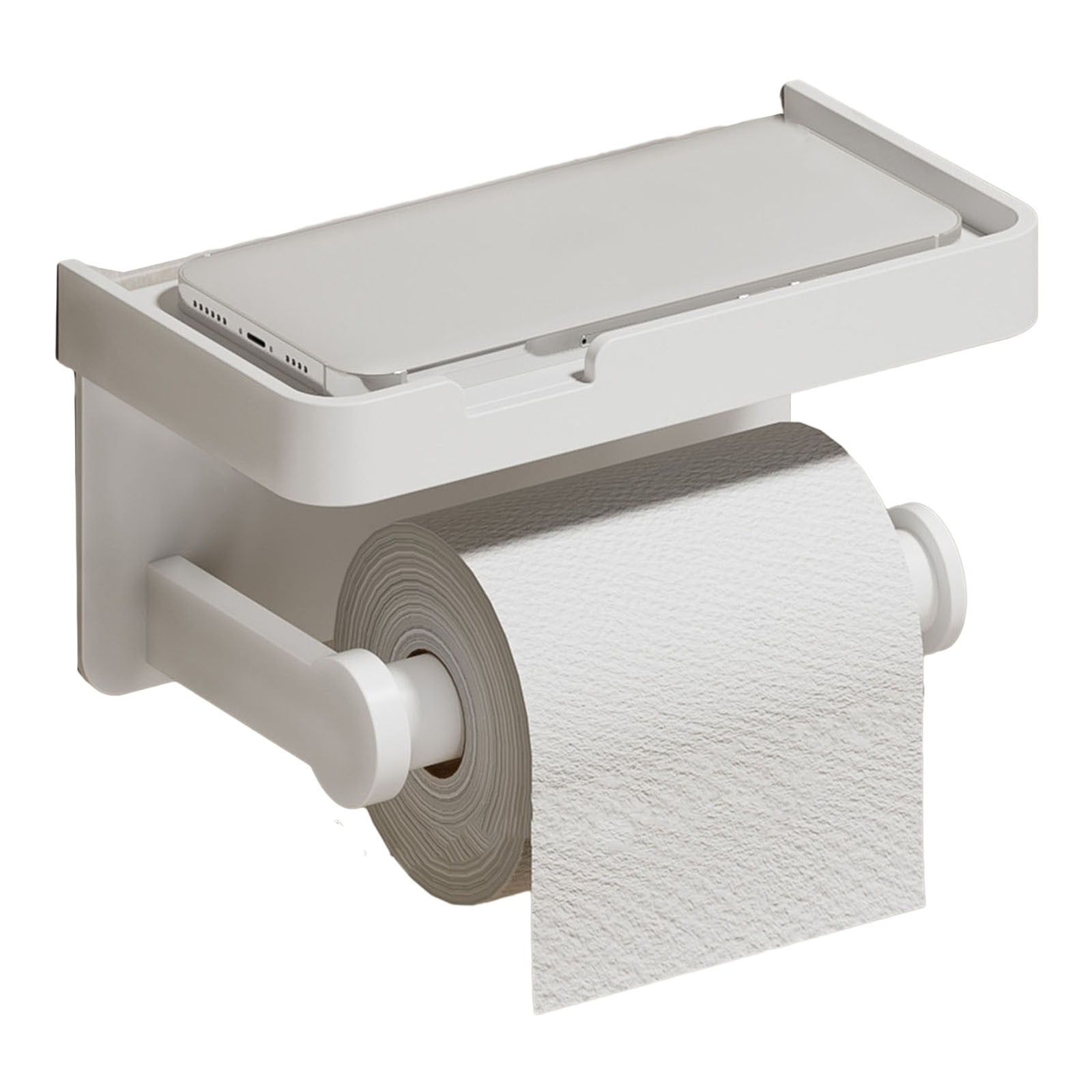 Wall Mounted Toilet Paper Holder with Phone Shelf, Space Aluminum