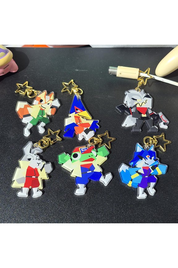 Space Animal Squad Keychains - Fox, Falcon Pilot Acrylic Keychain, random 1 pack