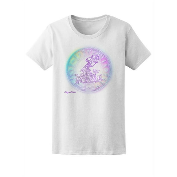 Space Aquarius Zodiac Sign T-Shirt Women -Image by Shutterstock, Female Medium