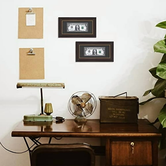 Space Art Deco,4x9 Dollar Bill Frame with Mat, Easel Stand for Tabletop or D-Ring Hangers Wall Mounting (Brown,10-Pack)