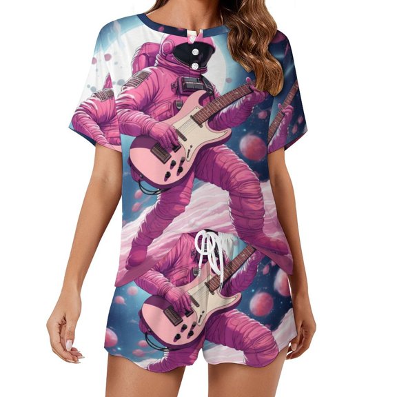 Space Astronaut 2 Pack Women’s Pajama Set Print Sleepwear And Shorts Y2k Loungewear Sets S-5XL