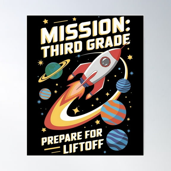 Space Astronaut 3Rd Grade Back To School Student Teacher Poster Wall Art, Modern Wall Decor For Living Room Bedroom, 12x18 UNFRAMED