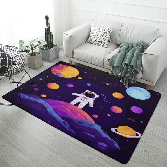 Space Astronaut Adventure Carpet Rug for Home Living Room Bedroom Sofa Doormat Decor Area Rug Non-slip Mat 47x63inch