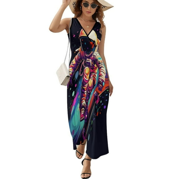 Space Astronaut Art Sleeveless Dress Women's Summer Suit Dresses for Women 2025 Luxury Party Dress