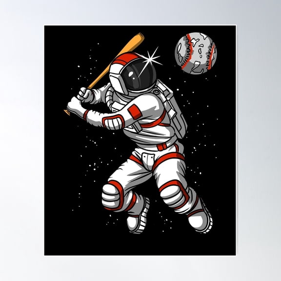 Space Astronaut Baseball Poster Wall Art, Modern Wall Decor For Living Room Bedroom, 12x18 UNFRAMED