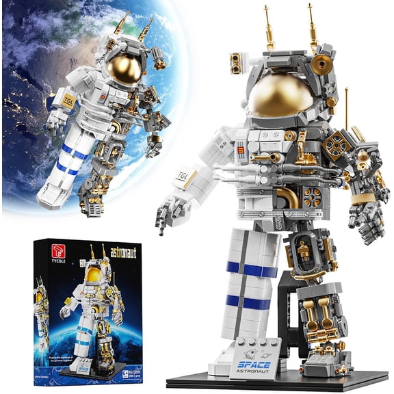 Space Astronaut Building Block Set,860Pcs Spaceman Building Toys with Display Stand, Cool Translucent Design Collection for Home Office Decor,
