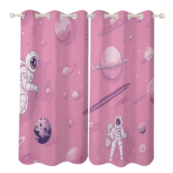 Space Astronaut Cartoon 2 Panels Curtains for Bedroom Living Room Drapes Kitchen Window Curtain Home Decor