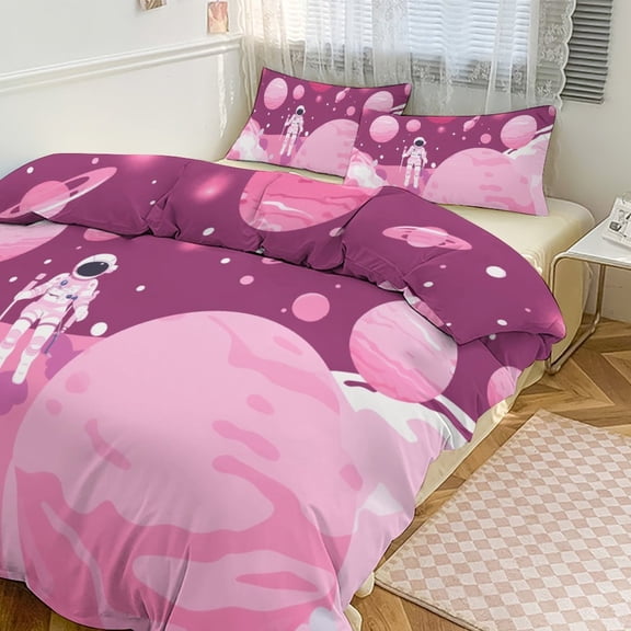 Space Astronaut Cartoon Bedding Set Couple Bedclothes Pillowcase Customized Home Textiles Bed Set for Bedroom Decoration