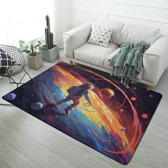 Space Astronaut Cartoon Carpet Rug for Home Living Room Bedroom Sofa Doormat Decor Area Rug Non-slip Mat