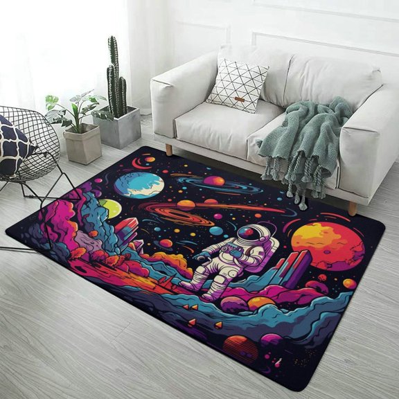 Space Astronaut Cartoon Carpet Style Living Room Bedroom Rug Modern 3d Entry Door Mats Household