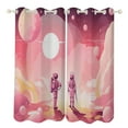thumbnail image 1 of Space Astronaut Cartoon Curtains Watercolor Theme Window Curtains Grommet Blackout Drapes for Living Room Bedroom, 1 of 5