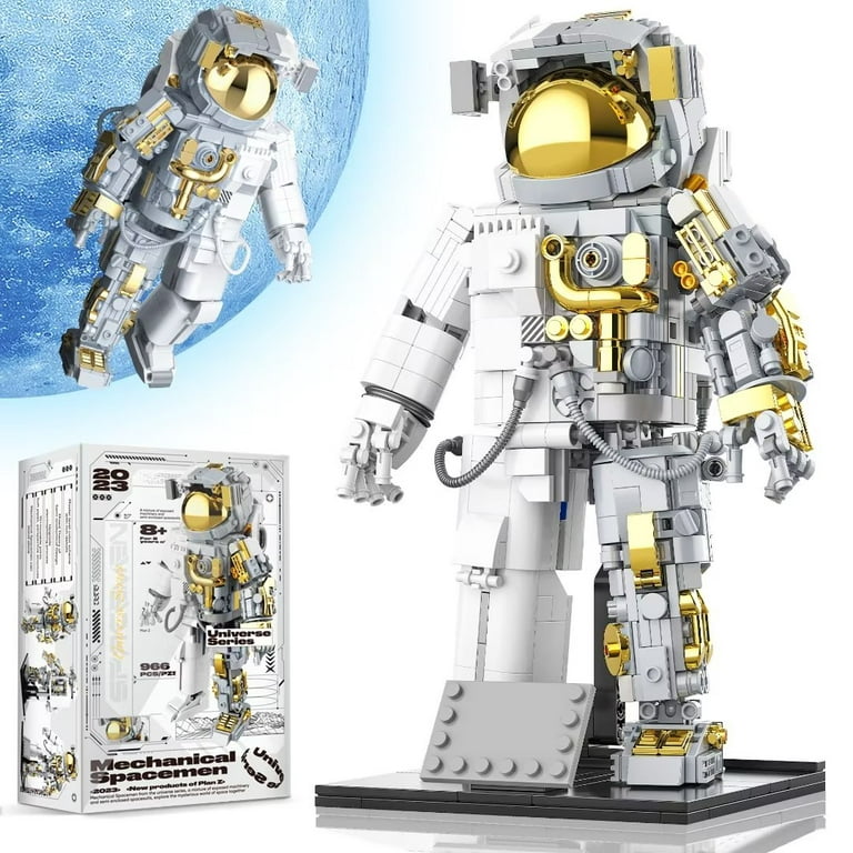 Space Astronaut Compatible with Lego, Astronaut Building Block Set for Boy  8-12, Flexible Space Explorer Toy with Display Stand, Cool Spaceman