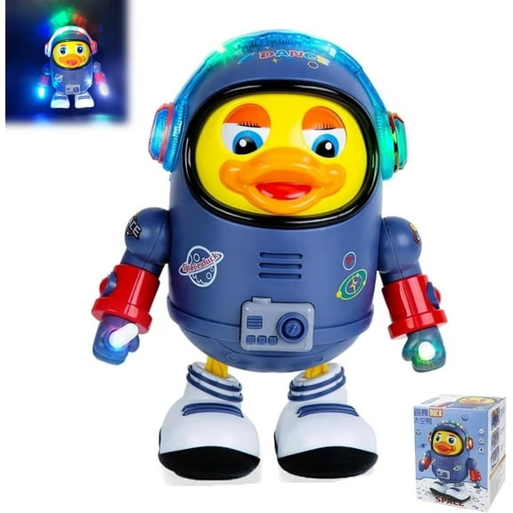 Space Astronaut Dancing Duck Robot Toy, Electric dancing duck, Musical Interactive ducks Cute Singing Walking Moving Dancings Toys with Music LED Lights for Birthday Gifts(Rechargeable Model)