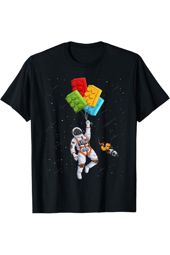 Space Astronaut Master Builder Shirt Funny Building Blocks Bricks Tee for Kids