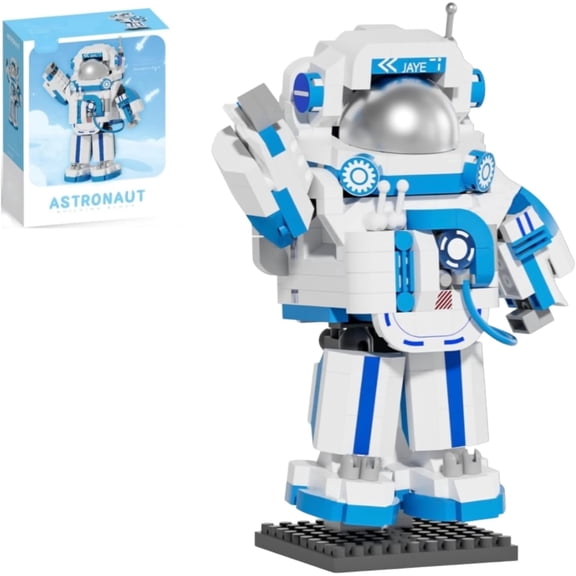 Space Astronaut Mini Building Set, Blue Micro Blocks Small Toys Building Kit with Stand for Home and Office Decor, Creative Gifts for Adults Teens Space Model Collector, 570 Pieces