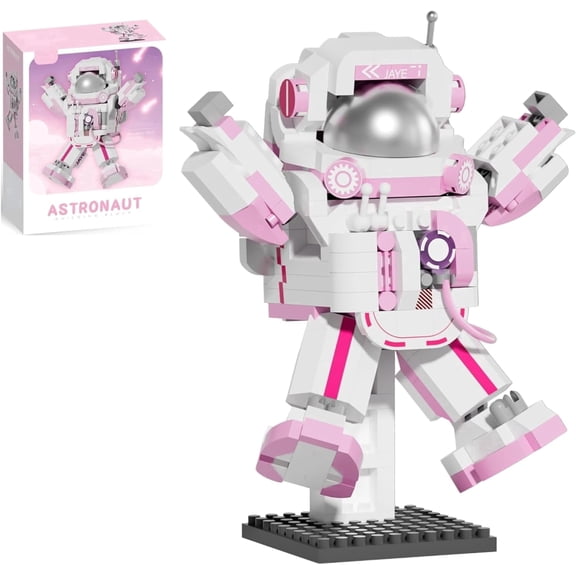 Space Astronaut Mini Building Set, Pink Micro Blocks Small Toys Building Kit with Stand for Home and Office Decor, Creative Gifts for Adults Teens Space Model Collector, 570 Pieces