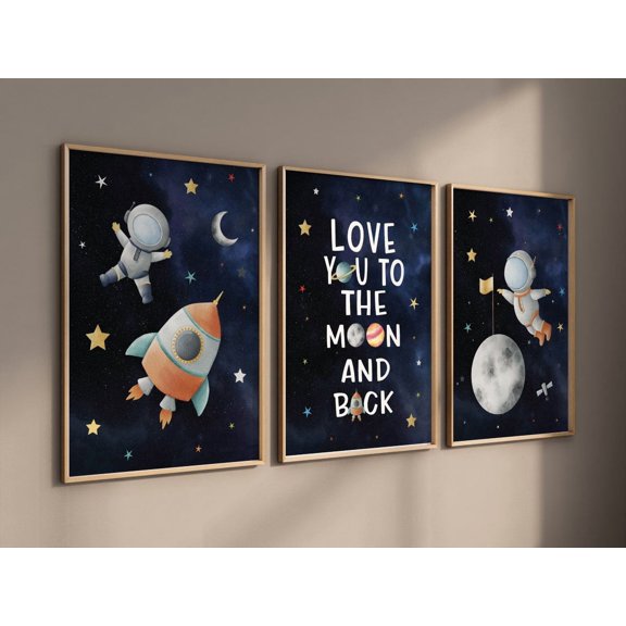 Space Astronaut Nursery Wall Art Prints, Rocket, Planets, Nursery And Gallery Wall Decor