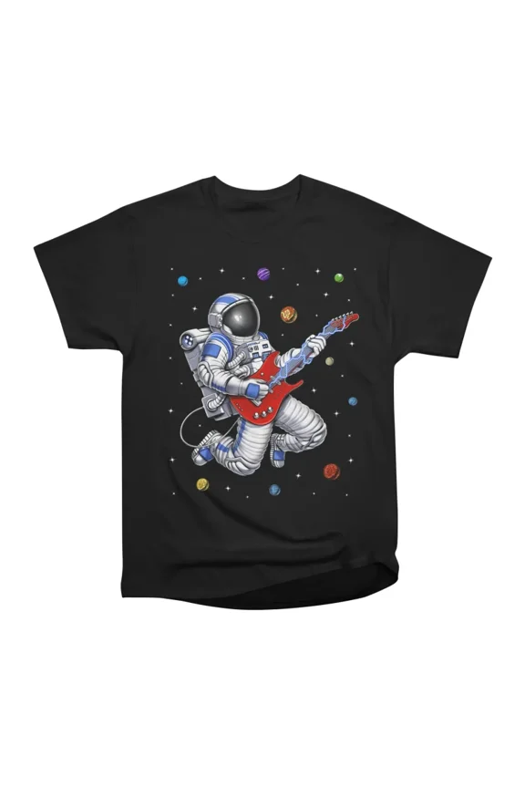 Space Astronaut Playing Guitar T-Shirt Tee Gift For Him Merch For Her Apparel For Friend