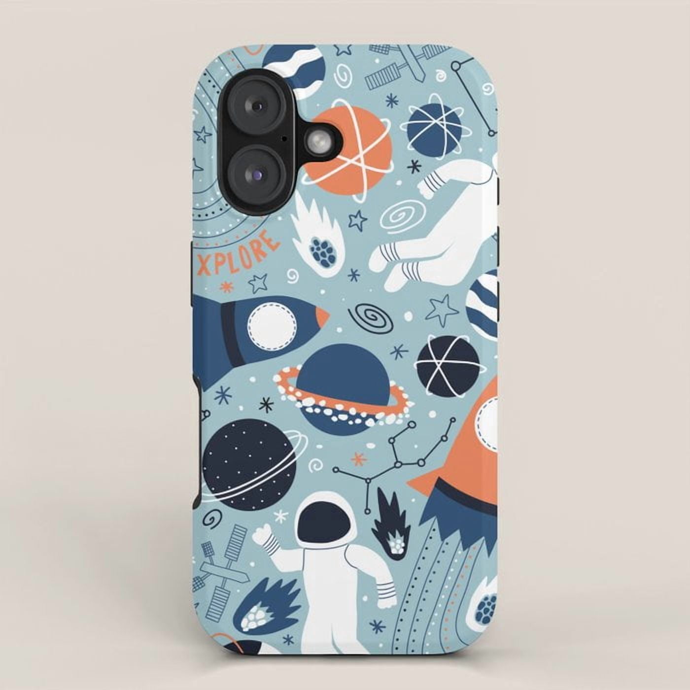 Shell Planets Space Astronaut, Rockets and Planets Tough Case for Apple iPhone ...