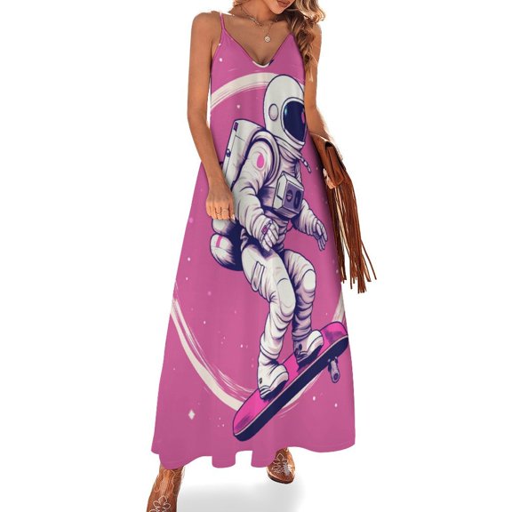 Space Astronaut Sleeveless Dress Woman Fashion Long Dresses Women's Summer Suit Dress Summer 2025 Women