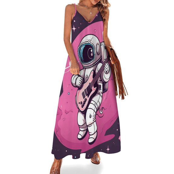 Space Astronaut Sleeveless Dress Woman Fashion Long Dresses Women's Summer Suit Dress Summer 2025 Women
