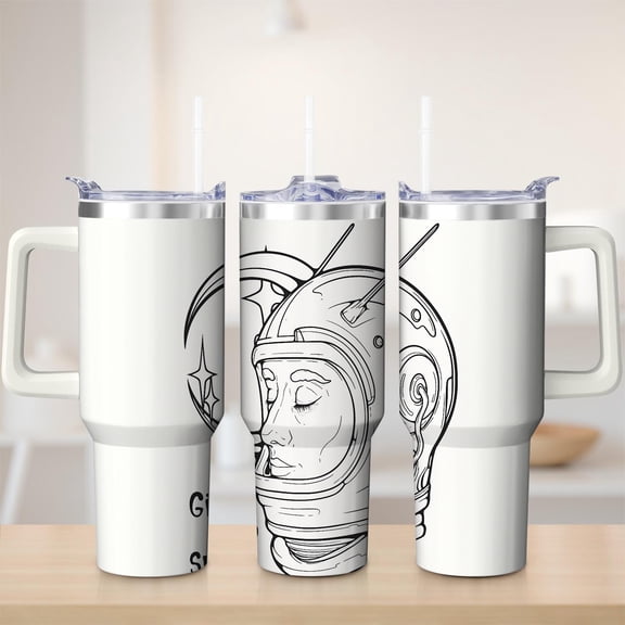 Space Astronaut Stainless Steel Insulated Mug with Lid and Handle, 30oz